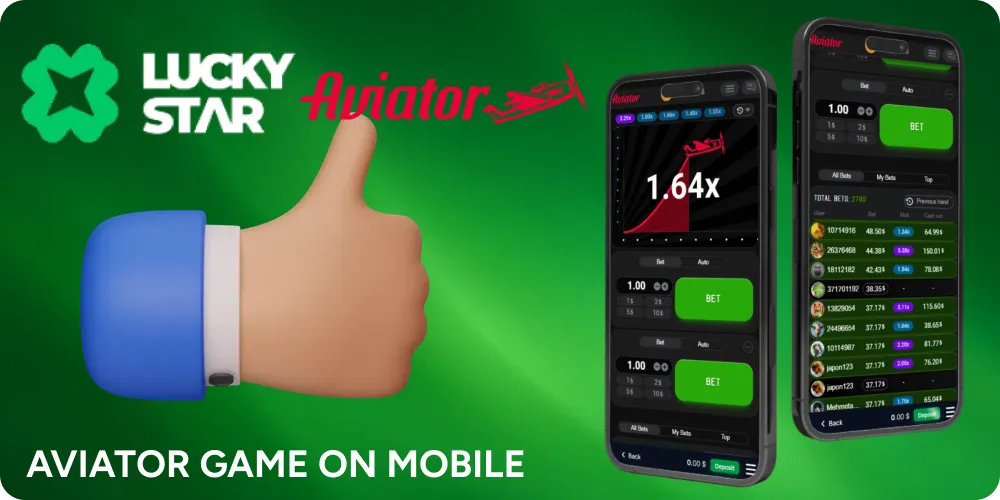 You can download Lucky Star mobile app and start to play with native support of Aviator.