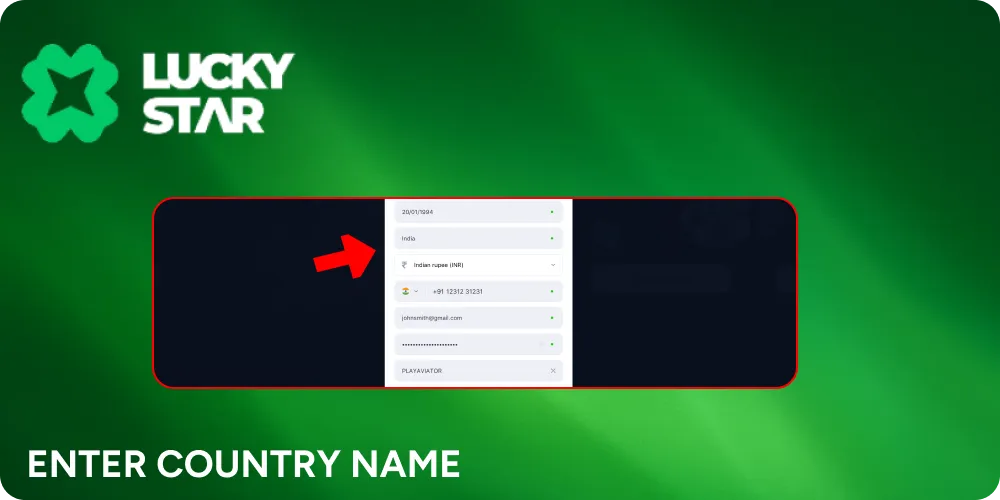 Select your country.