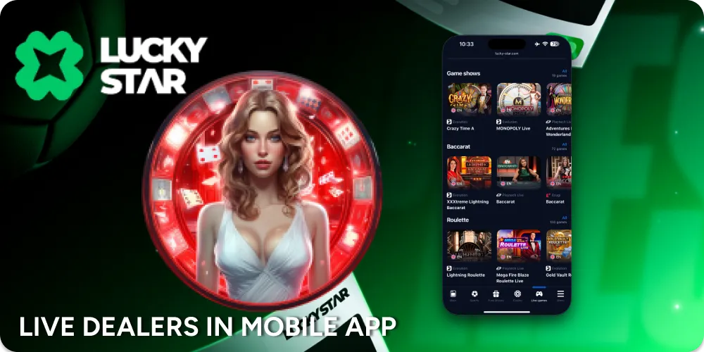 Live Dealers games in our casino mobile app.