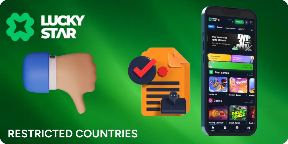 In some countries LuckyStar can't work legaly.