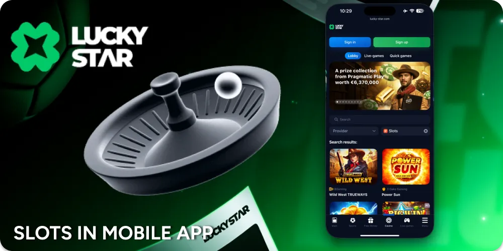 Slots games in our casino mobile app.