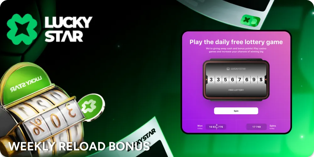 Spin every week wheel and receive extra bonuses.